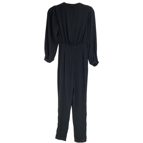 Atmosphere Black Jumpsuit Size 2 US XS Polyester V-Neck Long Sleeve RZ10400 - Picture 4 of 14